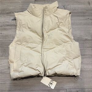 Zara Women's Off-White Quilted Vest